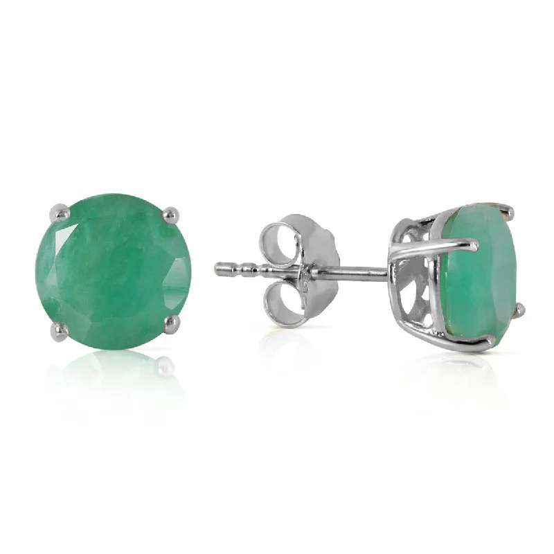 Sunken stone earrings-3.3 Carat 14K Solid White Gold She Be The One Emerald Earrings