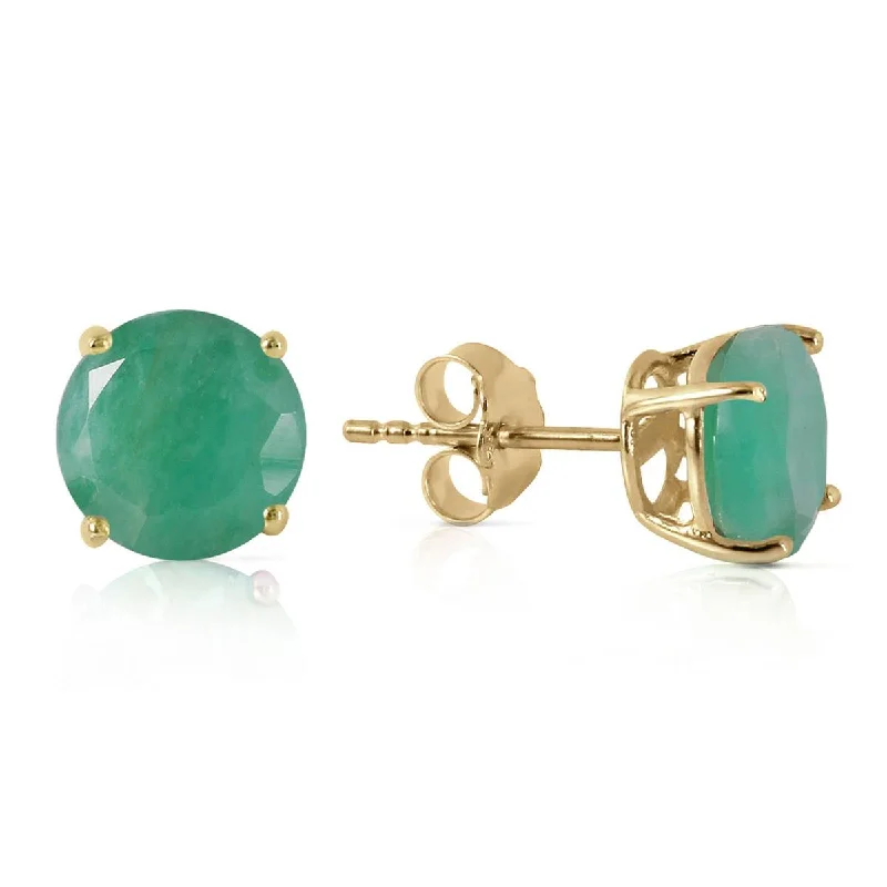 Grooved pattern earrings-3.3 Carat 14K Solid Yellow Gold Girl An Attitude Emerald Earrings