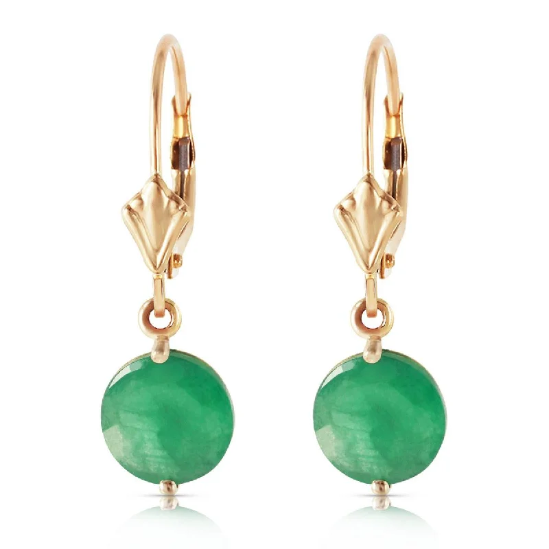 Stout hoop earrings-3.3 Carat 14K Solid Yellow Gold Prettygirl Emerald Earrings