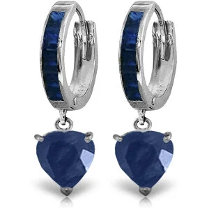 Braided earrings-3.95 Carat 14K Solid White Gold I Lay In Bed Sapphire Earrings