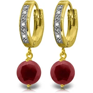 Twinkling crystal earrings-4.03 Carat 14K Solid Yellow Gold Organza Ruby Diamond Earrings