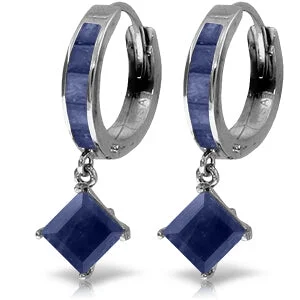 Glimmering gem earrings-4.2 Carat 14K Solid White Gold Far Flung Sapphire Earrings