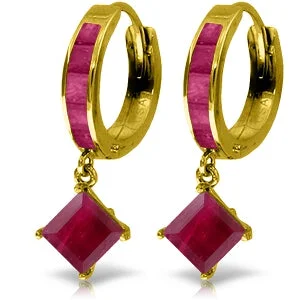 Slack coil earrings-4.2 Carat 14K Solid Yellow Gold Ladeeda Ruby Earrings