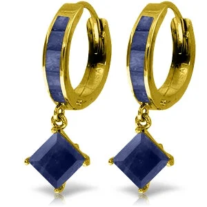 Looping wire earrings-4.2 Carat 14K Solid Yellow Gold Ladeeda Sapphire Earrings