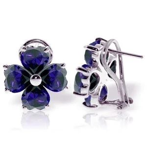 Fine-level earrings-7.2 Carat 14K Solid White Gold Swing Sapphire Earrings