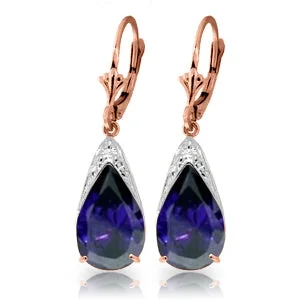 Swirled design earrings-9.3 Carat 14K Solid Rose Gold Ocean Sapphire Earrings