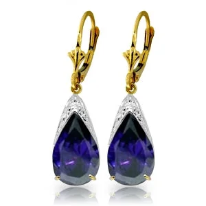 Offset stone earrings-9.3 Carat 14K Solid Yellow Gold Catch The Wave Sapphire Earrings