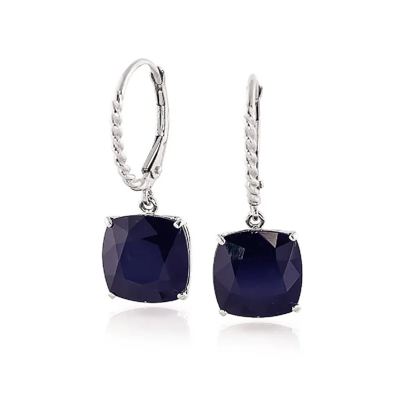 Subtle arc earrings-9.66 Carat 14K Solid White Gold Anxious Anticipation Sapphire Earrings