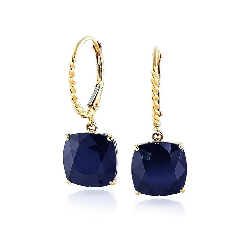 Assorted gem earrings-9.66 Carat 14K Solid Yellow Gold Mediterranean Isle Sapphire Earrings