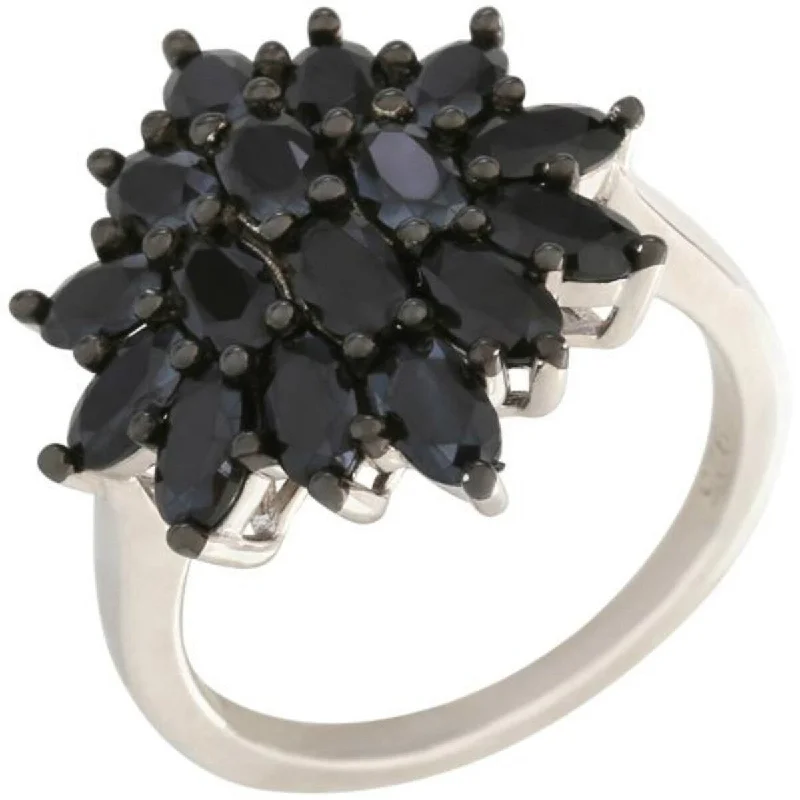 Soft curve ring-925 Sterling Silver Black Spinel Gemstone Ring