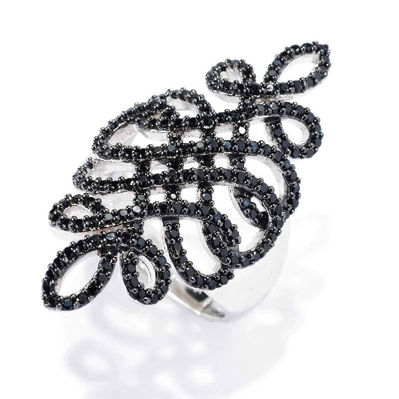 Delicate silver ring-925 Sterling Silver Black Spinel Ring