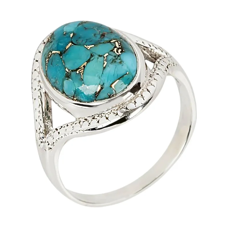 Dainty filigree ring-925 Sterling Silver Blue Copper Turquoise Classic Ring