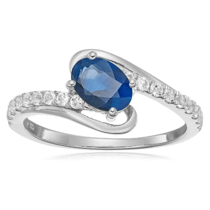 Lush garnet ring-925 Sterling Silver Blue Sapphire and White Topaz Ring