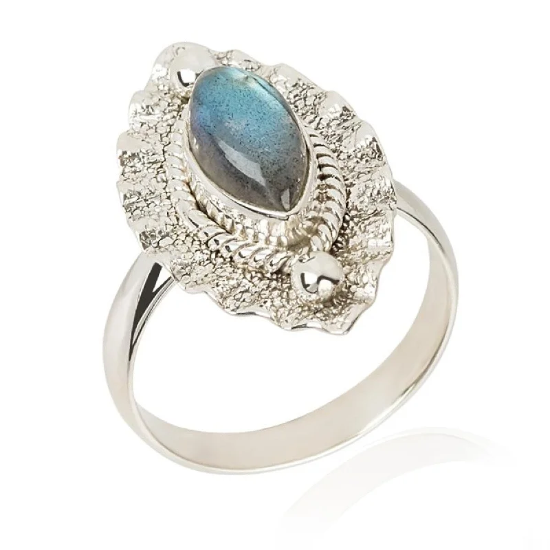 Natural garnet ring-925 Sterling Silver Labradorite Ring