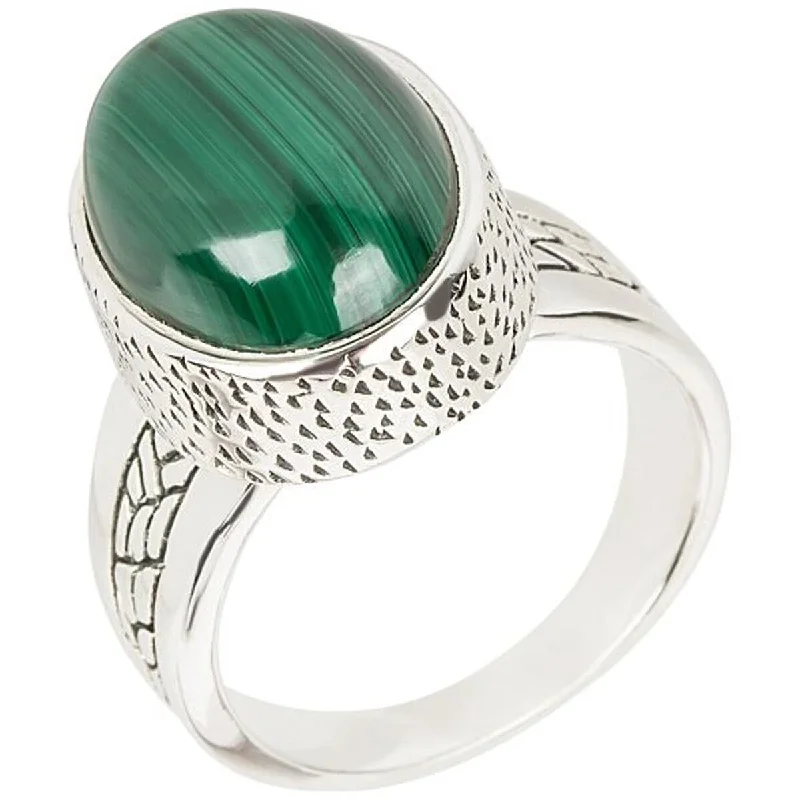 Lush moonstone ring-925 Sterling Silver Malachite Solitaire Ring