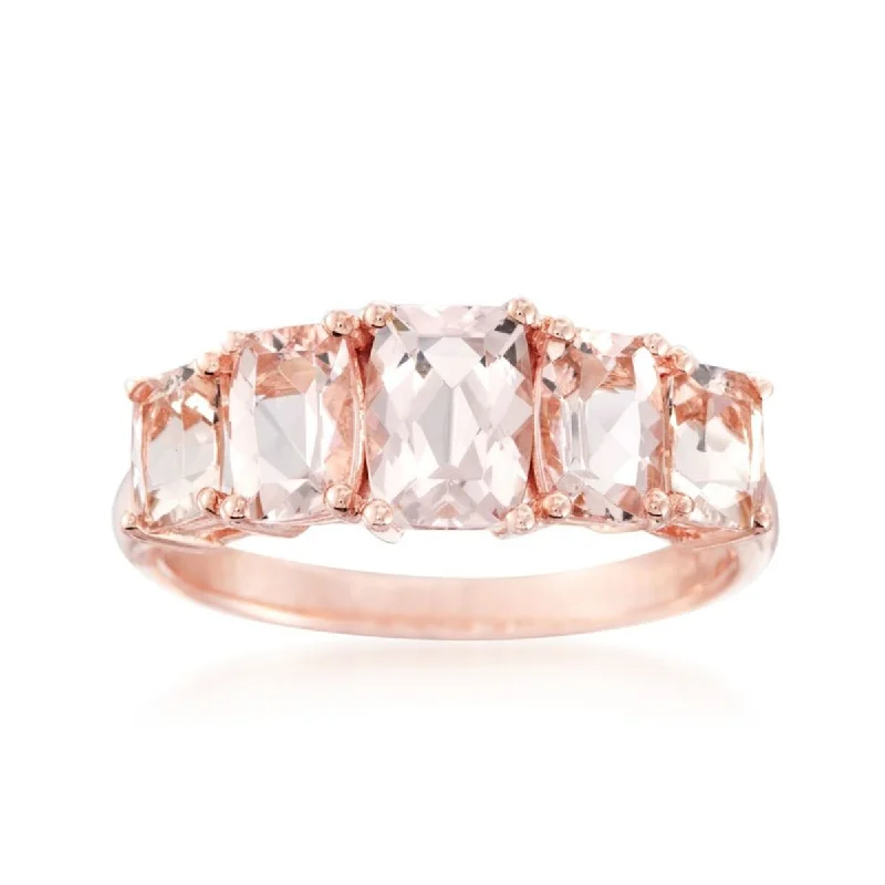 Faint silver ring-925 Sterling Silver Morganite 5-Stone Ring