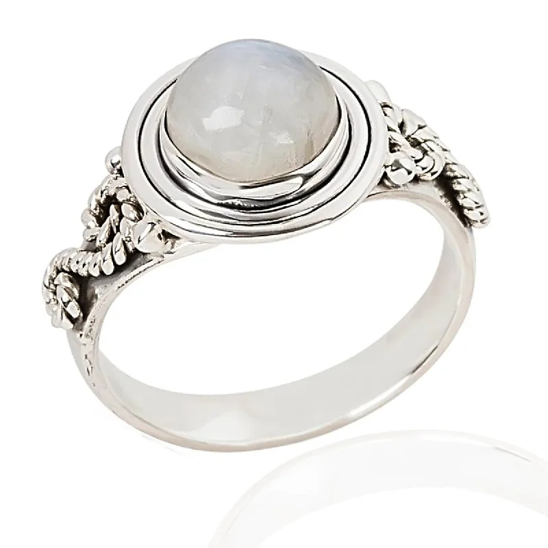 Lush gold ring-925 Sterling Silver Rainbow Moonstone Classic Ring