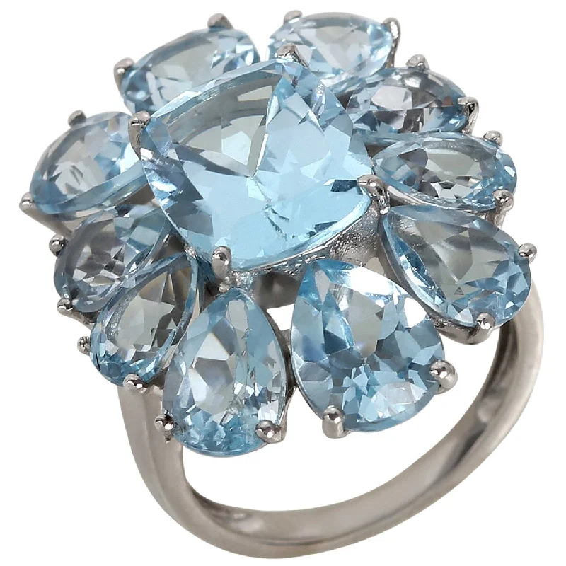 Sharp stone ring-925 Sterling Silver Sky Blue Topaz Ring