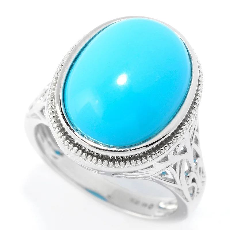 Glossy obsidian ring-925 Sterling Silver Sonora Beauty Turquoise Gemstone Solitaire Ring