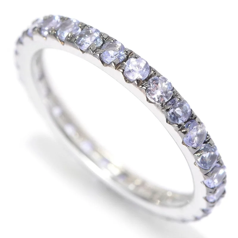 Slack coil ring-925 Sterling Silver Tanzanite Gemstone Eternity Band Ring