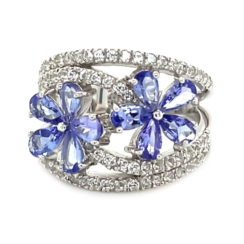 Open-slot ring-925 Sterling Silver Tanzanite Ring