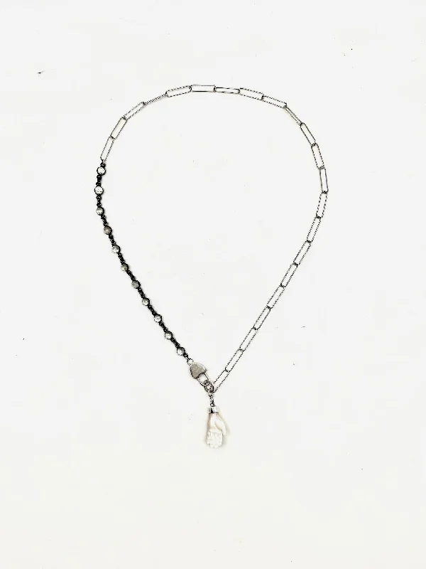 Swirled design necklace-Anais Moonstone Hand Necklace