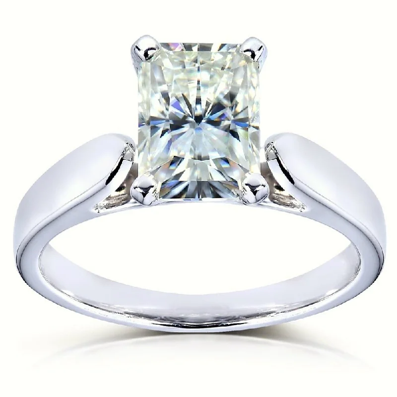 Stout shank ring-Annello by Kobelli 14k White Gold 1 1/5ct Radiant Moissanite (HI) Solitaire 4-prong Engagement Ring