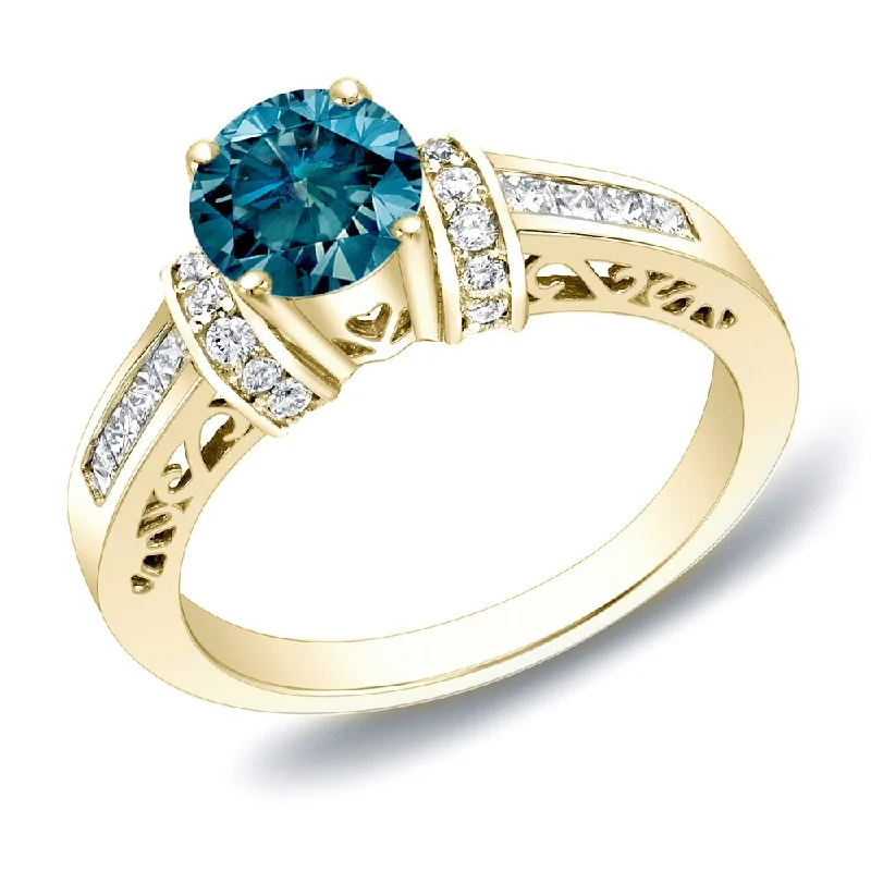 Summit gem ring-Auriya 1 1/4ctw Round Blue Diamond Engagement Ring with Heart Cut-Out 14k Gold