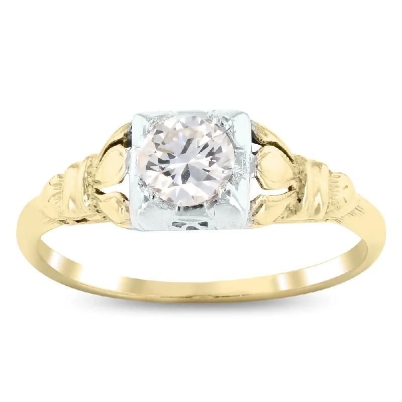 Open-horizon ring-Auriya 14k Two-Tone Gold 3/8ctw Vintage Solitaire Diamond Engagement Ring (G- VS-2)