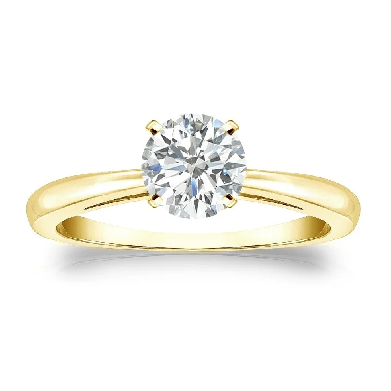 Knotted cord ring-Auriya 3/4ctw Round Solitaire Diamond Engagement Ring 14k Gold