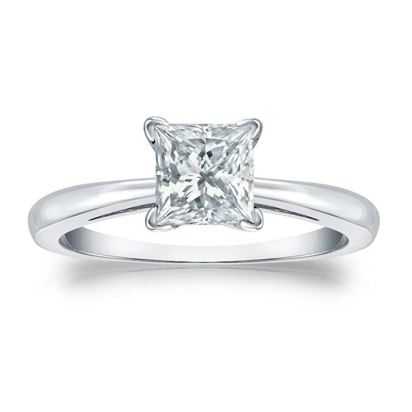 Folk grooved ring-Auriya Platinum 1 1/4ctw Princess-Cut Solitaire Diamond Engagement Ring Certified