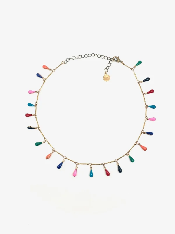 Wild pearl necklace-Brit Rainbow Fringe Choker