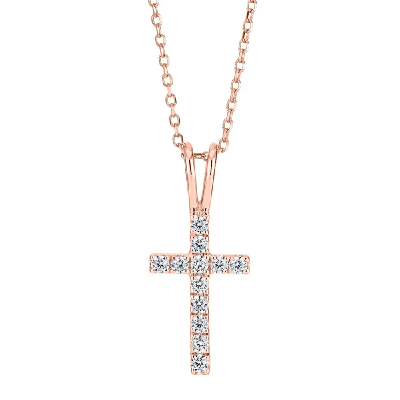 Fused-link necklace-Cross pendant in 10 carat rose gold