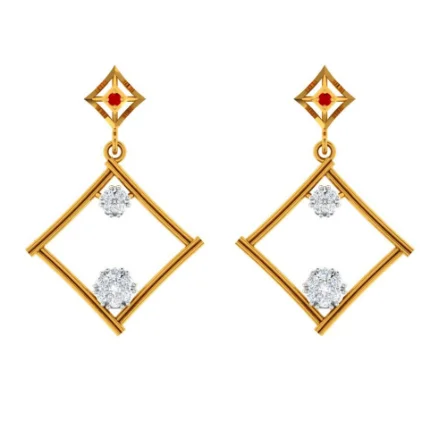 Outstretched gem earrings-Dazzling Diamond Embedded Triangle 22k Women's Gold Earrings