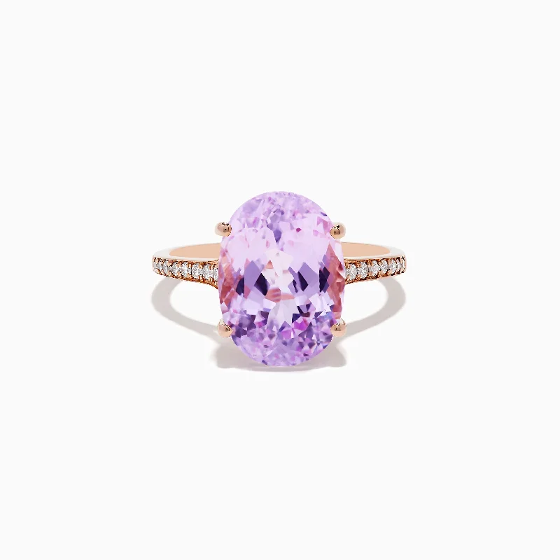 Classic ruby ring-14K Rose Gold Kunzite and Diamond Ring