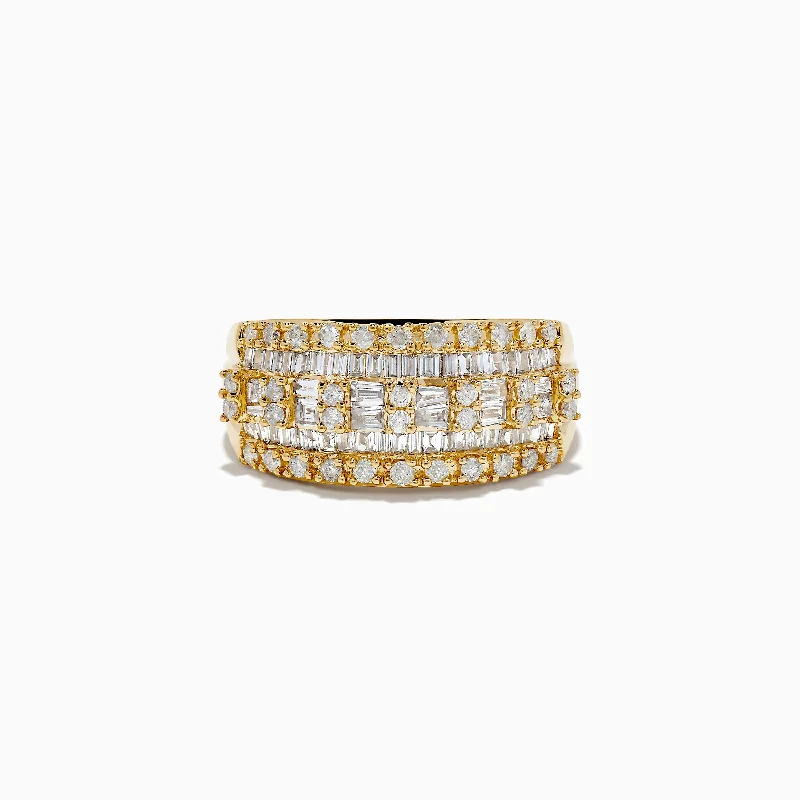 Sun glow ring-D'Oro 14K Yellow Gold Diamond Ring 0.98 TCW