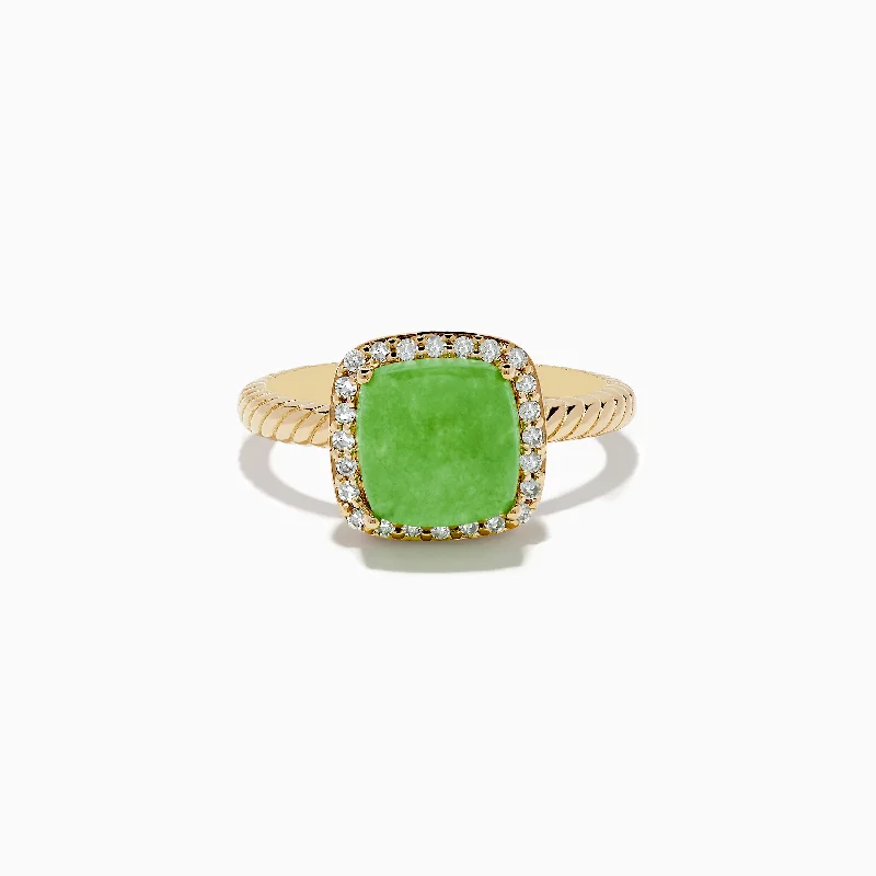 Stellar burst ring-14K Yellow Gold Jade and Diamond Ring