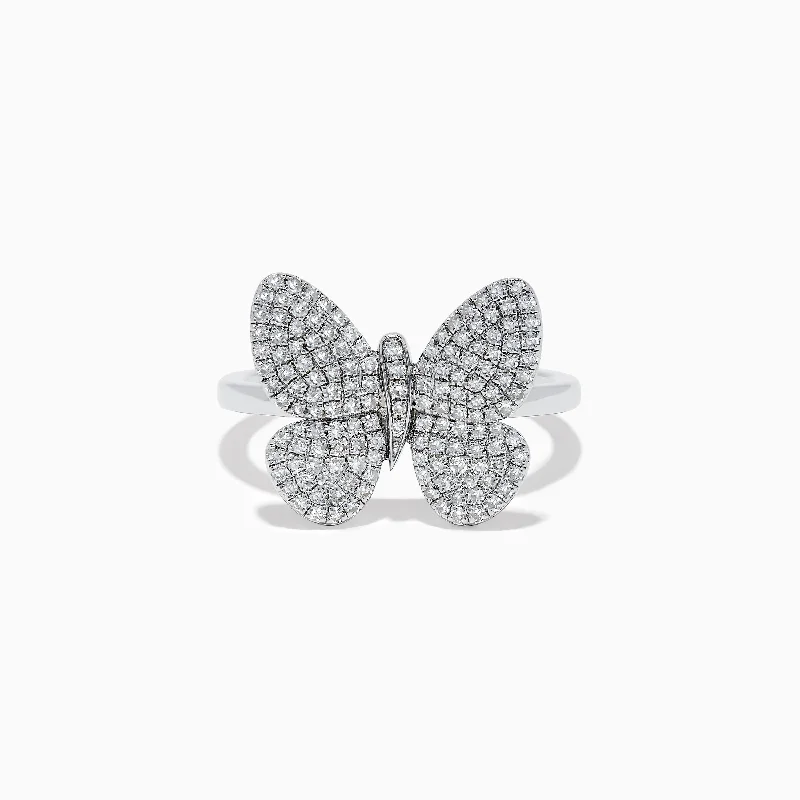 Slack coil ring-925 Sterling Silver Diamond Butterfly Ring