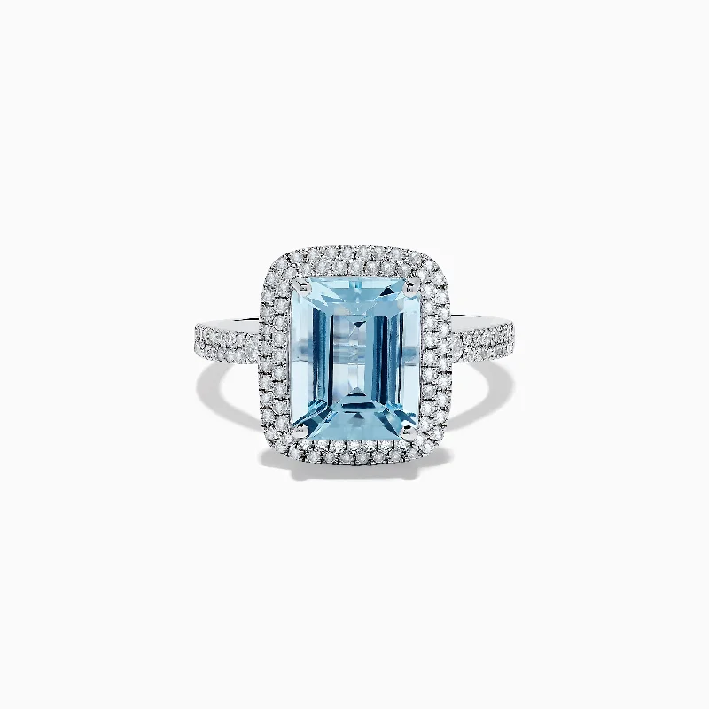 Glowing quartz ring-Aquarius 14K White Gold Aquamarine and Diamond Ring