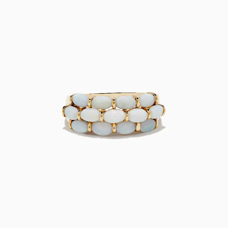 Flexible stone ring-Aurora 14K Yellow Gold Opal Ring