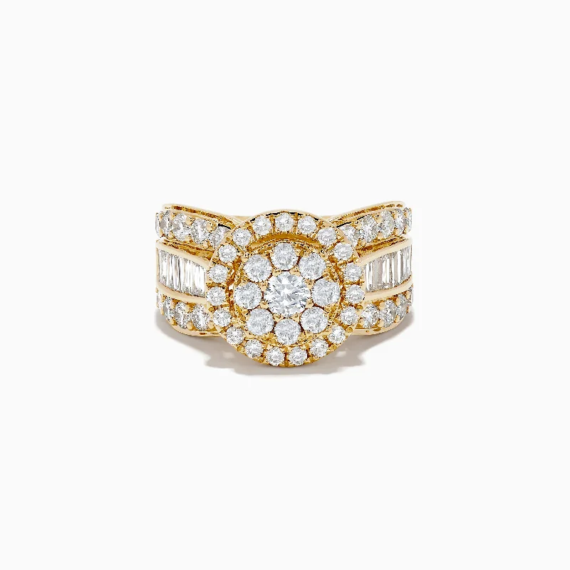 Sun glow ring-Bouquet 14K Yellow Gold Diamond Cluster Ring 2.51 TCW