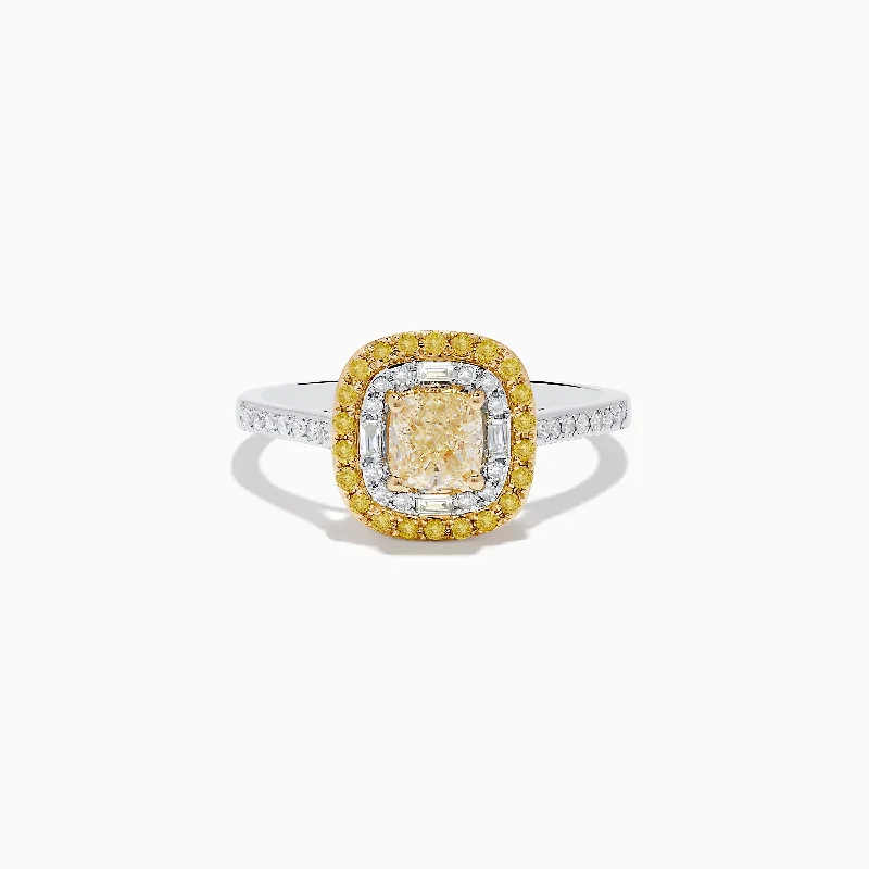 Delicate silver ring-Canare 14K Two-Tone Gold Yellow and White Diamond Ring