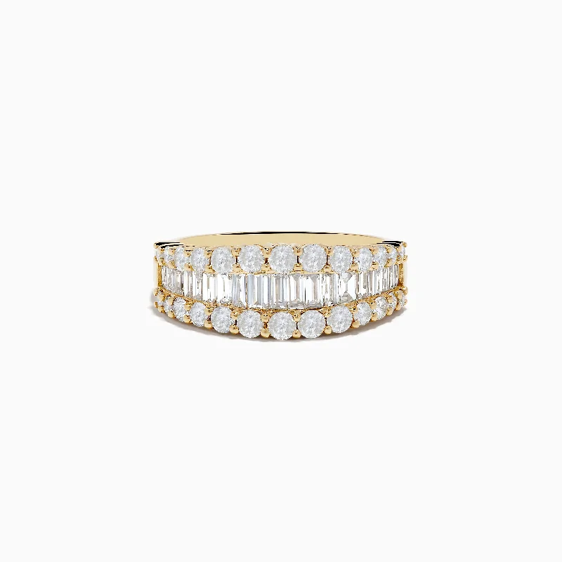 Worn-rim ring-D'oro 14K Yellow Gold Diamond Band Ring 1.55 TCW