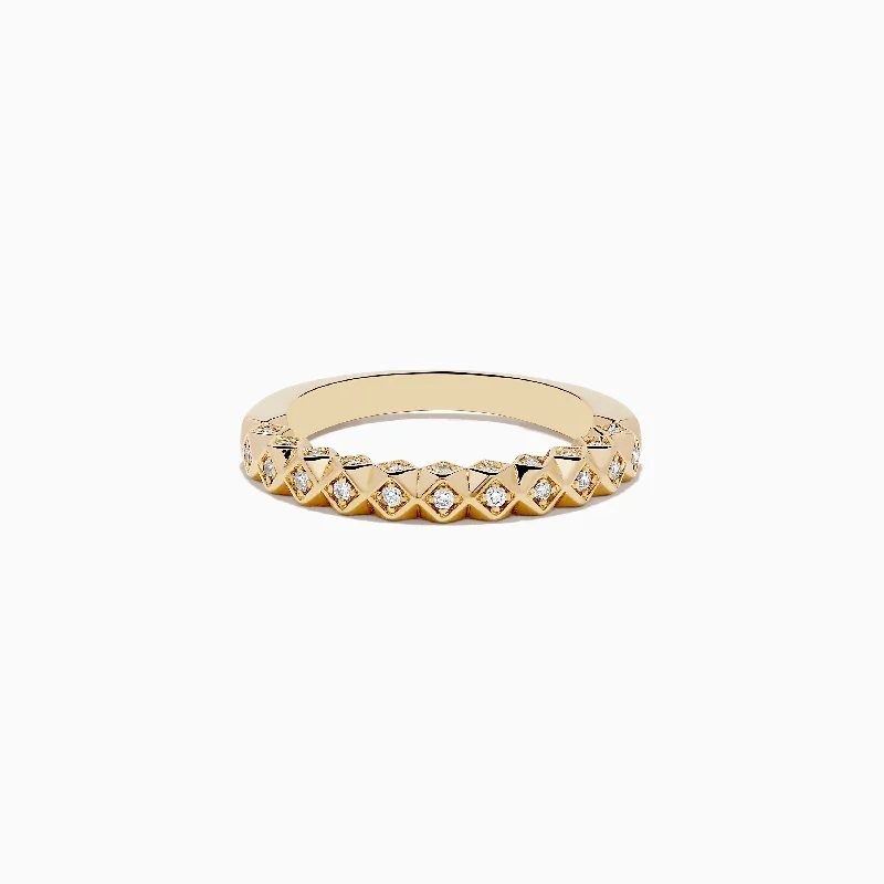 Rounded stone ring-D'oro 14K Yellow Gold Geometric Diamond Band 0.19 TCW