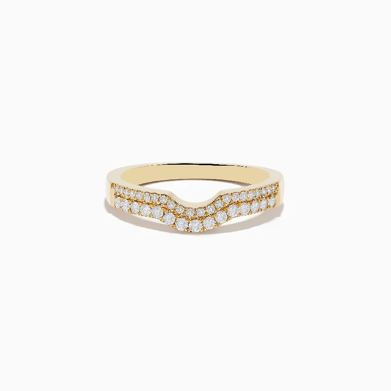 Pale morganite ring-D'oro 14K Yellow Gold Curved Diamond Band 0.32 TCW