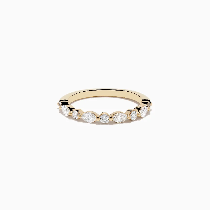 Brushed steel ring-D'oro 14K Yellow Gold Diamond Ring