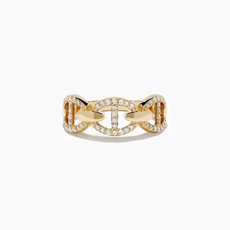 Glowing minimalist ring-D'oro 14K Yellow Gold Diamond Anchor Chain Band