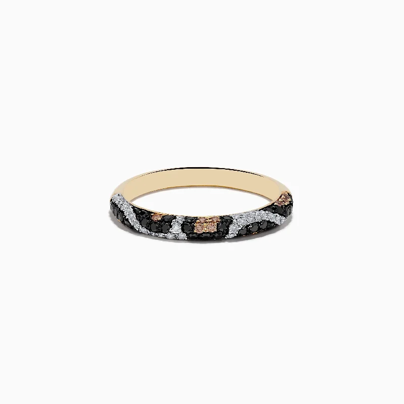 Tesselated design ring-Signature 14K Yellow Gold Black, Espresso, and White Diamond Ring