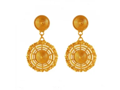 Arch motif earrings-Gorgeous 22k Spherical Shape Gold Earrings With Minute Detailings