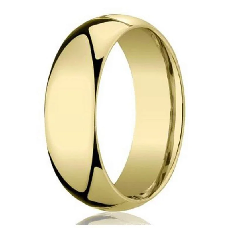 Four-stone ring-Designer 5 mm Domed Comfort-fit 10K Yellow Gold Wedding Band